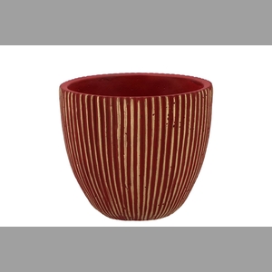 Stripes Red Gold Egg Pot 14x13cm Nm