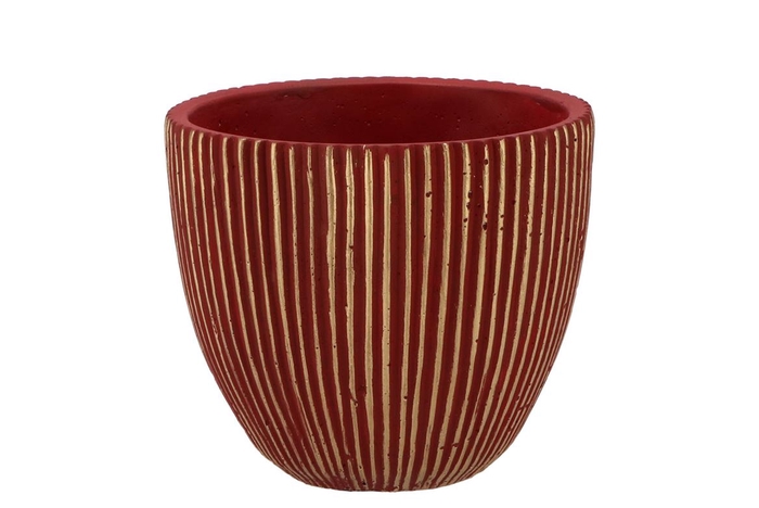 Stripes Red Gold Egg Pot 14x13cm Nm