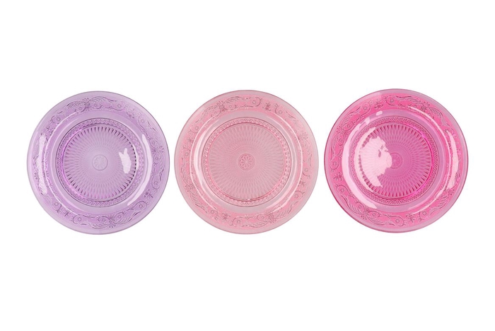 <h4>Dayah Pretty Pink Glass Plate 29x2,5cm Ass P/1</h4>