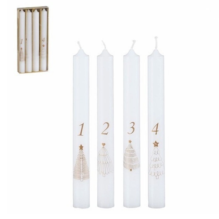 <h4>Kaars Tafelkaars Advent d2.2*20cm</h4>
