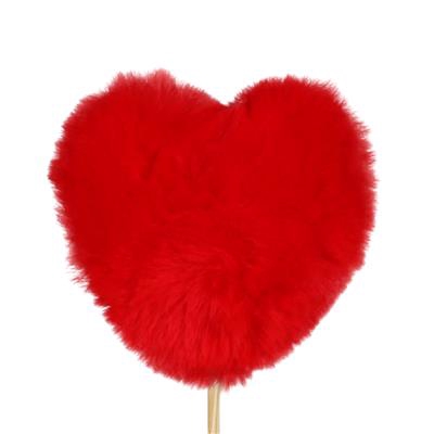 Pick heart plush 9x9cm+50cm stick red