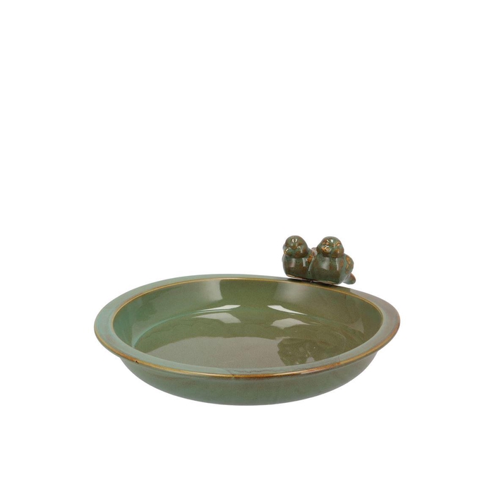 <h4>Iron Stone Bird Bowl Glazed Green 23x5cm Nm</h4>