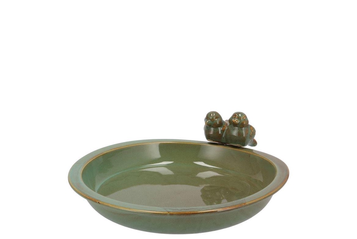 <h4>Iron Stone Bird Bowl Glazed Green 23x5cm Nm</h4>