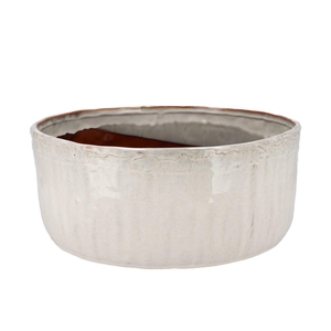 Iron Stone White Pot Round 36x36x15cm