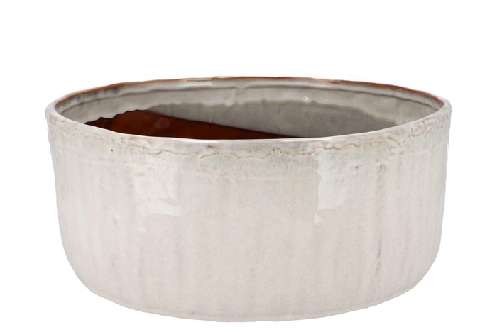 Iron Stone White Bowl Round 36x36x15cm