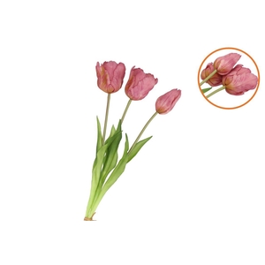 Silk Tulip Bouquet Purple 26x47cm Nm