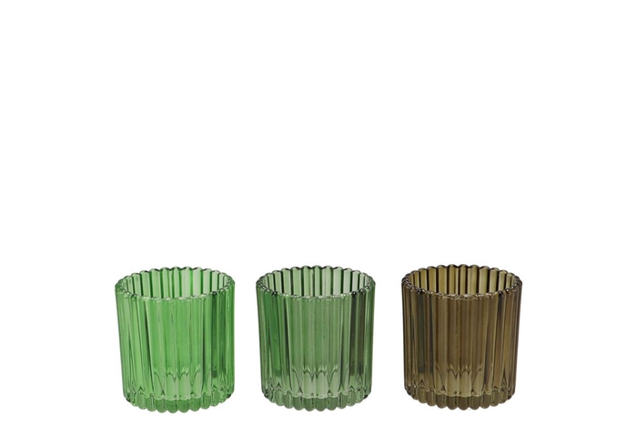 <h4>Roman Green Mix Glass Candle Holder Ass 8x8x8cm</h4>