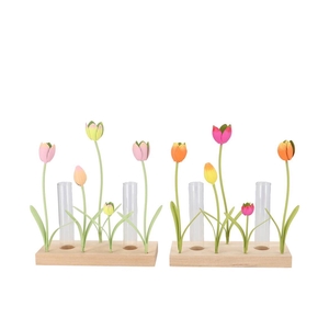 Xelly Colourfull Metal Rack Tulip Vases Ass20x8x23