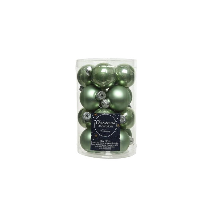 <h4>KERSTBAL GLASS 35MM SAGEGREEN 16PCS</h4>