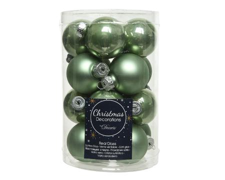KERSTBAL GLASS 35MM SAGEGREEN 16PCS