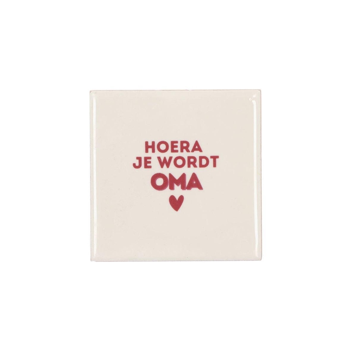 <h4>Tile Hoera Je Wordt Oma Natural 10x10x1cm</h4>