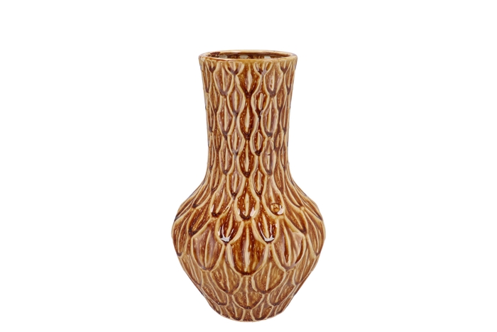 Inga Boa Brown Vase Neck Active Glaze 23x23x39cm