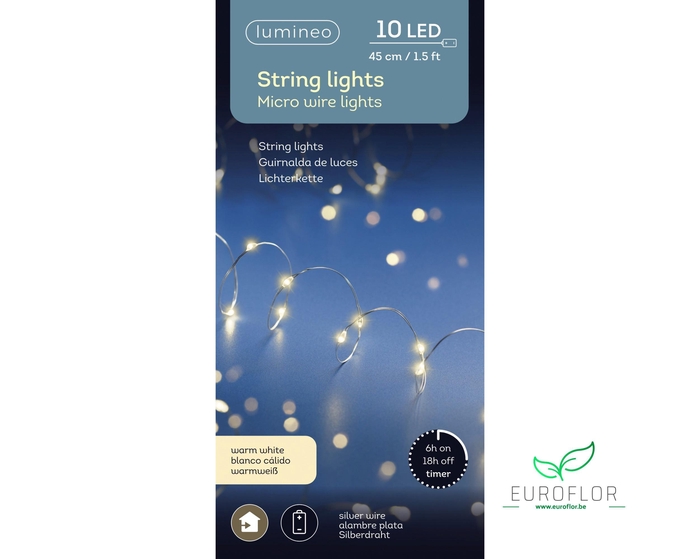 MICRO LED STRINGLIGHTS INSIDE ZILVER WARMWIT 45CM