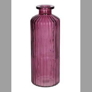 DF02-666632500 - Bottle Caro lines d4.5/7.5xh20 aubergine transparent