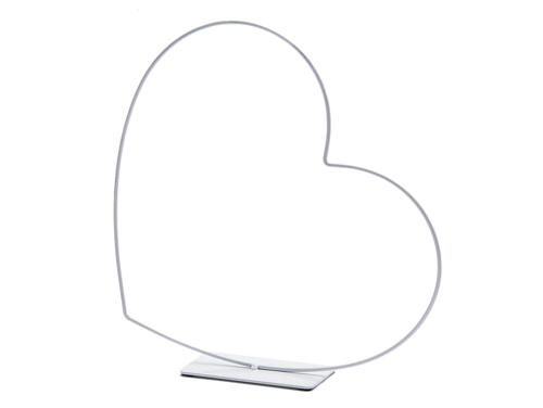 METAL HEART LYING ON BASE 39CM WHITE