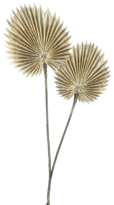 SILK FLOWERS - PALM SPRAY 2LEAVES METALLIC GOLD 74CM