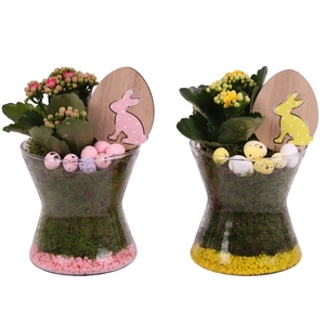 Easter Arr. Indoor Glass Hourglass Ø13cm 1PP