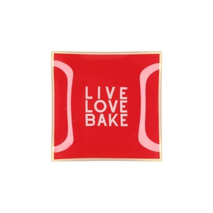 Plate Square Live Love Bake 18x18x2cm