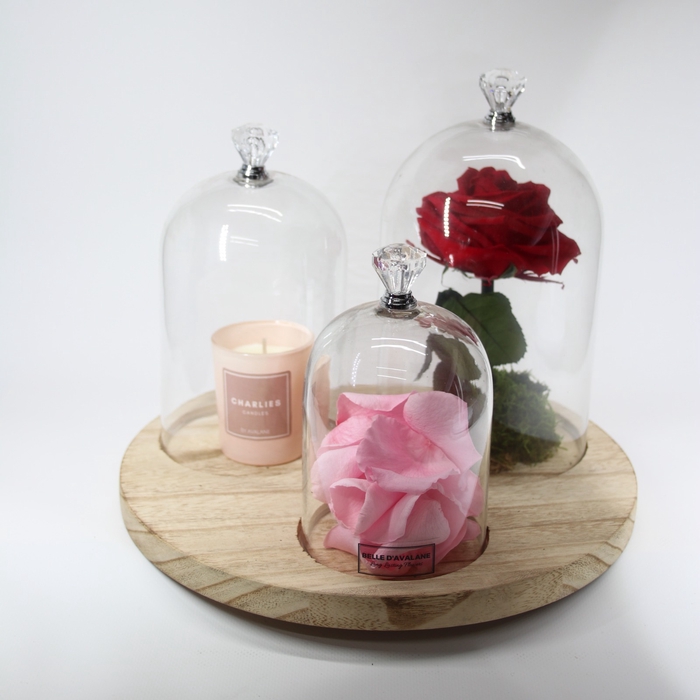 Stolp rd trio rood-roze-kaars glas