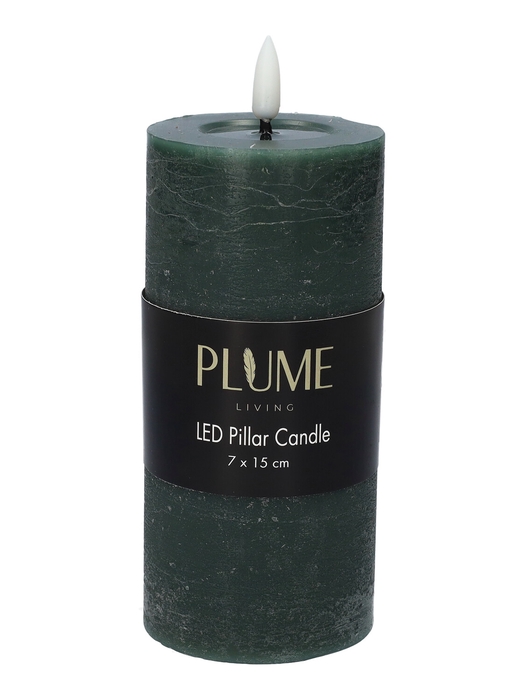 <h4>DF-730465300 - Pillar LED candle Lumina Touch d7xh15 rustic forest green</h4>