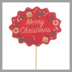 Kerst bijsteker 10cm Merry Christmas 6.5*8.5cm