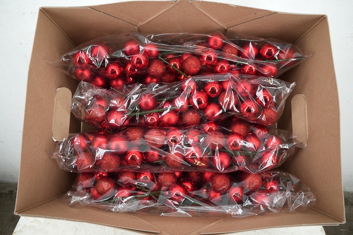 <h4>Pick Christmas ball 3x3cm+10cm stick ass red</h4>