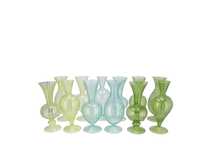 <h4>Sunny Fresh Green Mix Glass Vase Ass 8x8x16cm</h4>