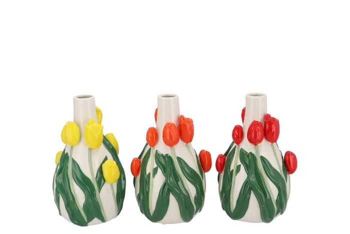 Isa Dutch Orange/yellow/red Vase Neck Tulip Ass 14x13x22 Nm
