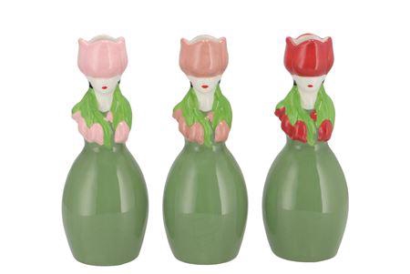 <h4>Lucy Summer Green Pink Mix Vase Tulip Woman Ass 9x</h4>