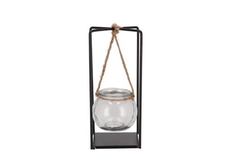 <h4>Polly Black Metal Rack 1 Glass Hanging 9x9x20cm</h4>