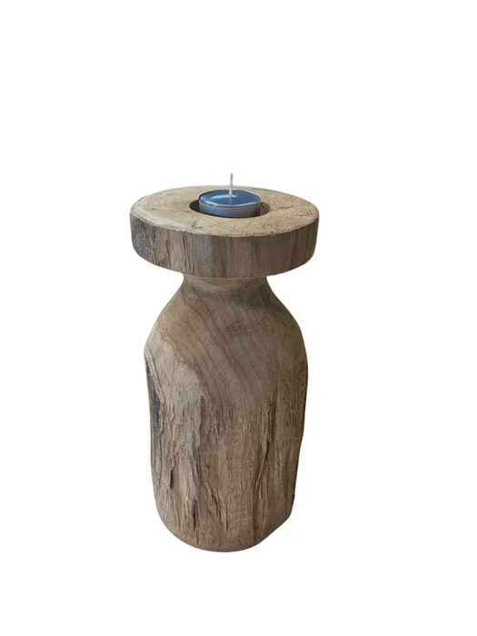 CANDLEHOLDER TEAK HIAS H25D12 NATURAL