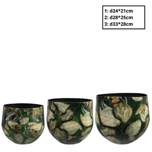 Metaal Bee Green pot S/3 d33*28cm