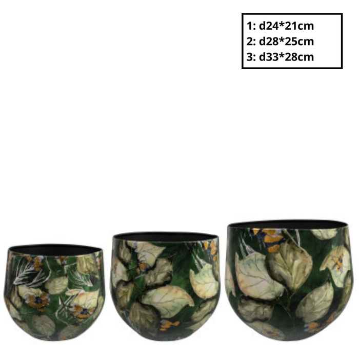 <h4>Metaal Bee Green pot S/3 d33*28cm</h4>