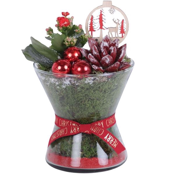 <h4>Christmas Arr. Indoor Glass Hourglass Ø16cm 2PP</h4>