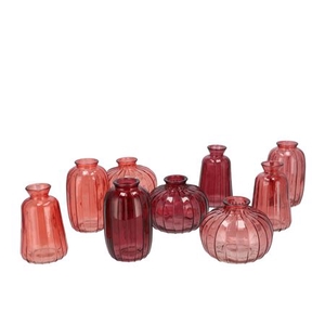 Dayah Red Mix Glass Bottle Set 3 7x11cm