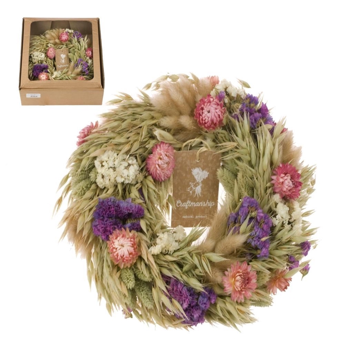 Wreath Beatrice pink 30cm natural pink