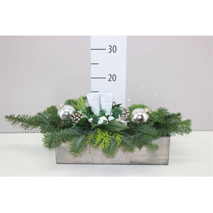 Arr Kerststuk Hout Wit