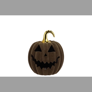 Autumn Flock Scottish Green Pumpkin Face Led 13x13x14cm Nm