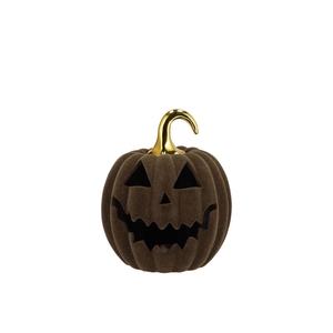 Autumn Flock Scottish Green Pumpkin Face Led 13x13x14cm Nm