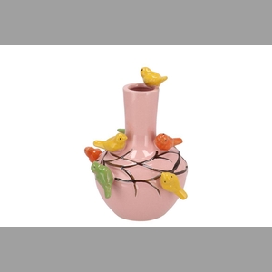 Bird Pink Light Vase Tube 20x25cm Nm