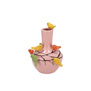 Bird Pink Light Vase Tube 20x25cm Nm