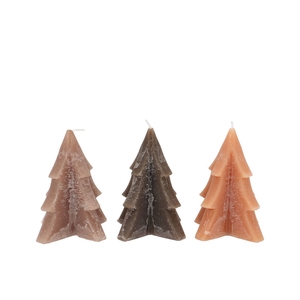 Candle Frosty Pine Tree Woods Brown Mix 9x12cm Ass