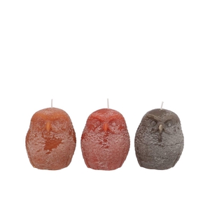 Candle Frosty Owl Scottish Brown Mix 10x12cm Nm