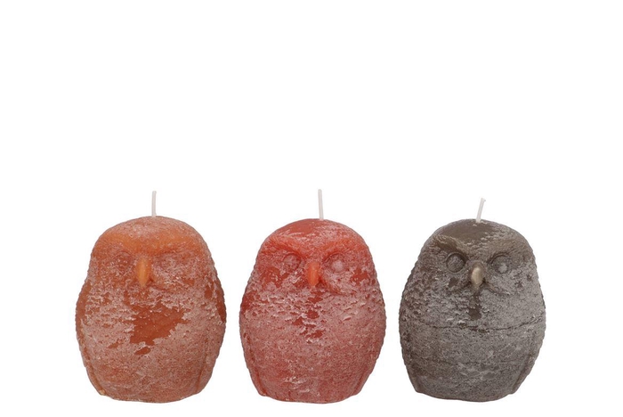 Candle Frosty Owl Scottish Brown Mix 10x12cm