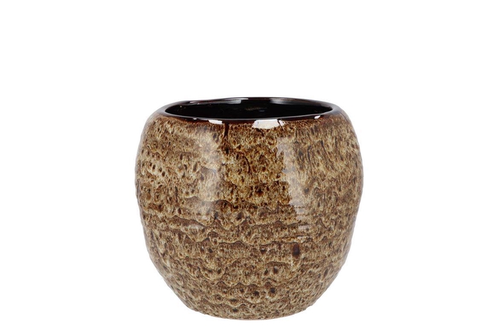 Dana Brown Cat Eye Pot 12x12x10cm