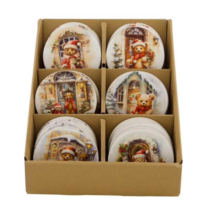 <h4>Christmas Coaster bear d10*10cm ass.</h4>