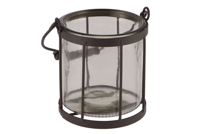 <h4>Metal Rack Grey Lantern 13x13x26cm</h4>