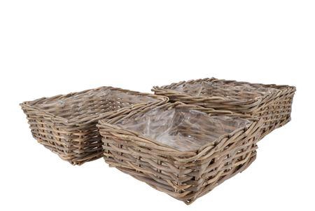 <h4>Rattan Kuboo Basket Square Low S/3 W32/37/42 H13/1</h4>