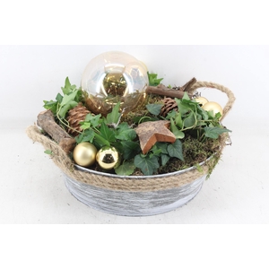 arr5 Kerst MB - Zink schaal touw LED ball gold