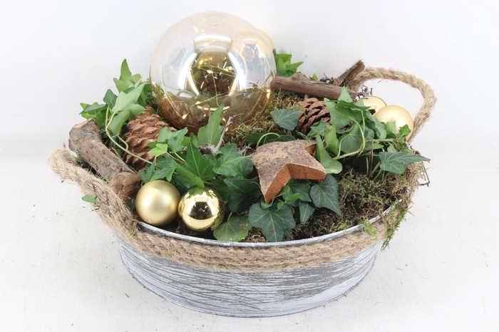 <h4>arr5 Kerst MB - Zink schaal touw LED ball gold</h4>